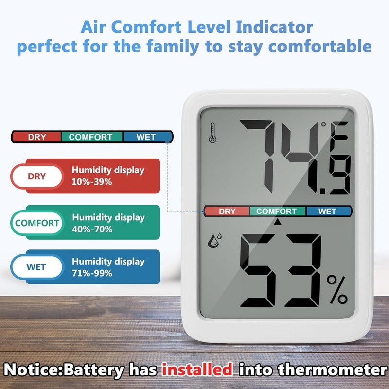 Thlevel Digital Thermometer Hygrometer, Large LCD Screen Room Thermometer Temperature, Wall Thermometer Humidity Indoor with High Accuracy, Suitable for Greenhouse, Home and Office Measuring Devices - Image 2